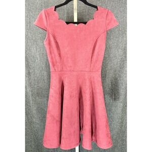 Lulus Red Faux Suede Fit And Flare Dress Size Small